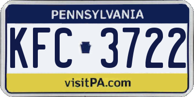 PA license plate KFC3722
