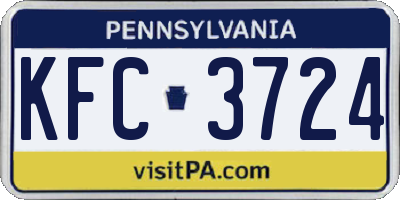 PA license plate KFC3724