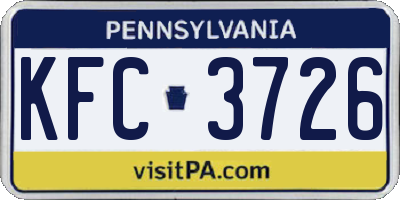 PA license plate KFC3726