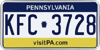 PA license plate KFC3728