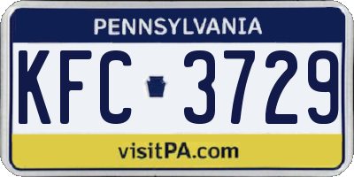 PA license plate KFC3729