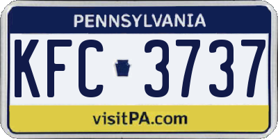 PA license plate KFC3737