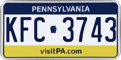 PA license plate KFC3743
