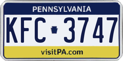 PA license plate KFC3747