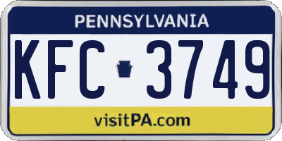 PA license plate KFC3749