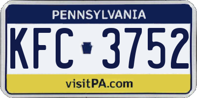 PA license plate KFC3752
