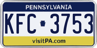 PA license plate KFC3753