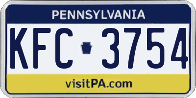 PA license plate KFC3754