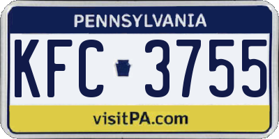 PA license plate KFC3755