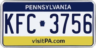 PA license plate KFC3756