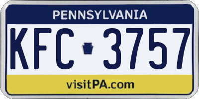 PA license plate KFC3757