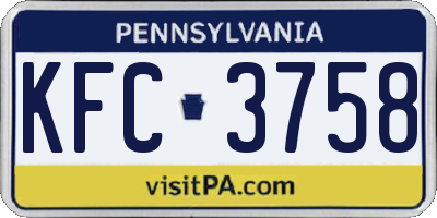 PA license plate KFC3758