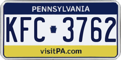 PA license plate KFC3762