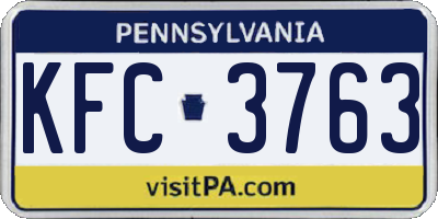 PA license plate KFC3763