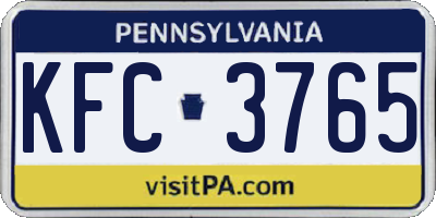 PA license plate KFC3765