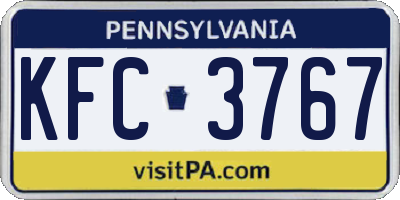 PA license plate KFC3767