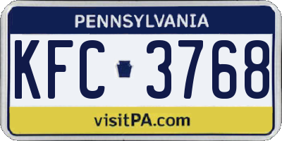 PA license plate KFC3768