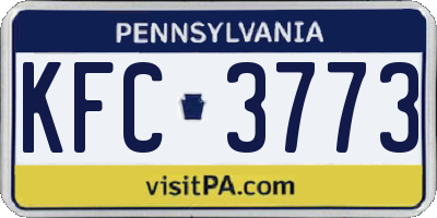 PA license plate KFC3773