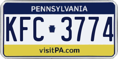 PA license plate KFC3774