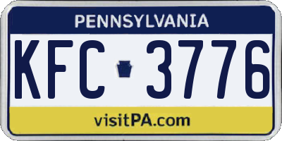 PA license plate KFC3776