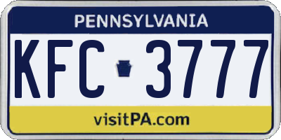 PA license plate KFC3777