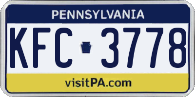 PA license plate KFC3778
