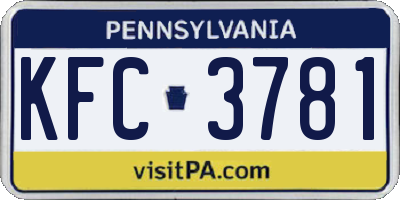PA license plate KFC3781