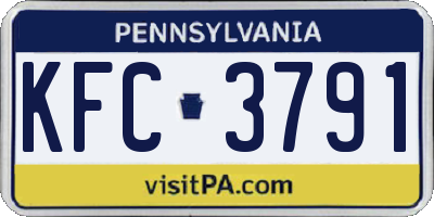 PA license plate KFC3791