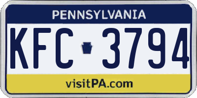 PA license plate KFC3794