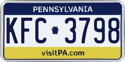 PA license plate KFC3798