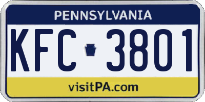 PA license plate KFC3801