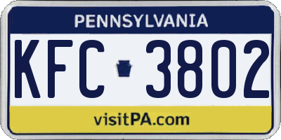 PA license plate KFC3802