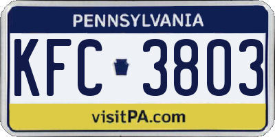PA license plate KFC3803
