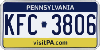 PA license plate KFC3806