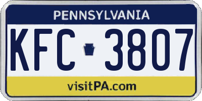 PA license plate KFC3807
