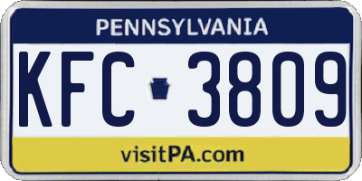 PA license plate KFC3809