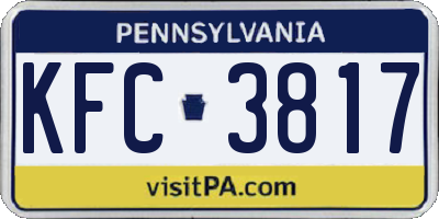 PA license plate KFC3817