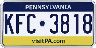 PA license plate KFC3818