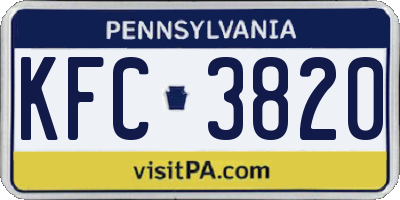 PA license plate KFC3820