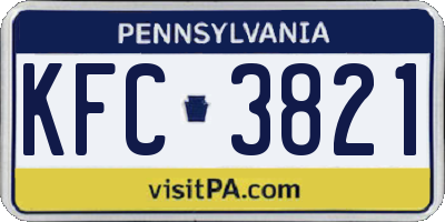 PA license plate KFC3821