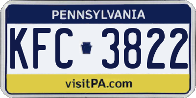 PA license plate KFC3822