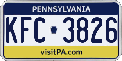 PA license plate KFC3826