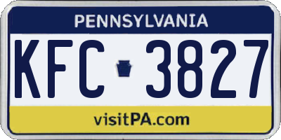 PA license plate KFC3827