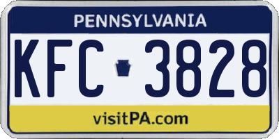 PA license plate KFC3828