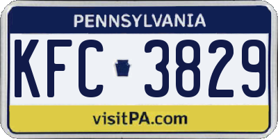 PA license plate KFC3829