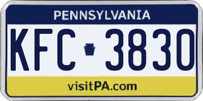 PA license plate KFC3830