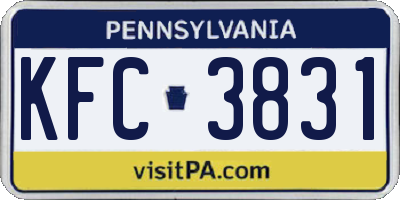 PA license plate KFC3831