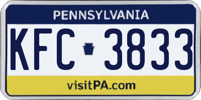 PA license plate KFC3833