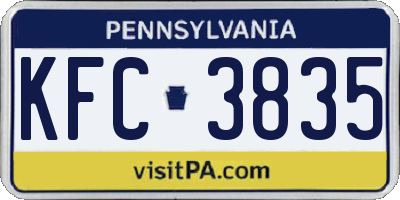 PA license plate KFC3835