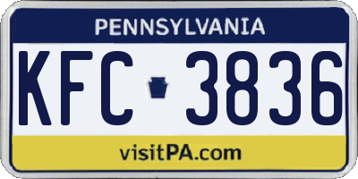 PA license plate KFC3836